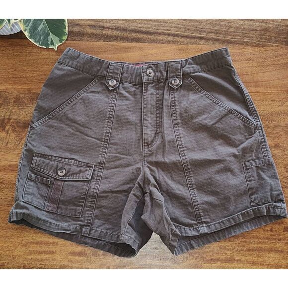 Columbia hiking flat front cargo shorts womens 8 green khaki w 4.5" inseam - Picture 11 of 16